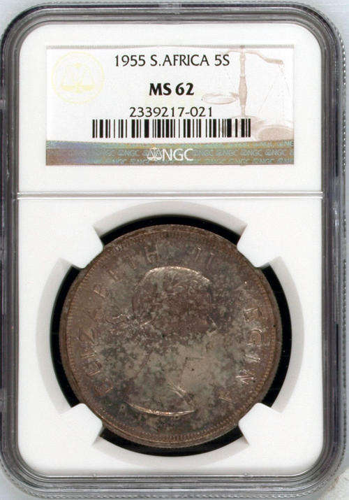 $$$ 1955 CROWN (5 Shillings) Graded by NGC MS62 "More Scares than the 1950 Crown Scares" $$$